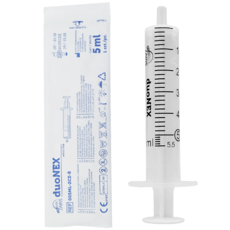 Nållös spruta 5 ml duonex med excentrisk luer-kon - 100 stk