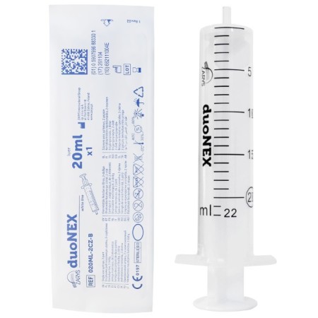 20 ml-es duonex tű nélküli fecskendő excentrikus luer-kúppal - 100 db