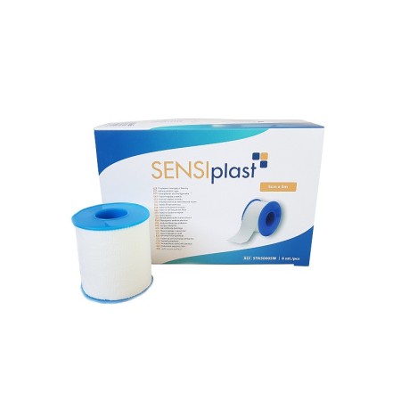 Sensiplast white fabric plaster roll, 2.5 cm x 5 m - 12 rolls