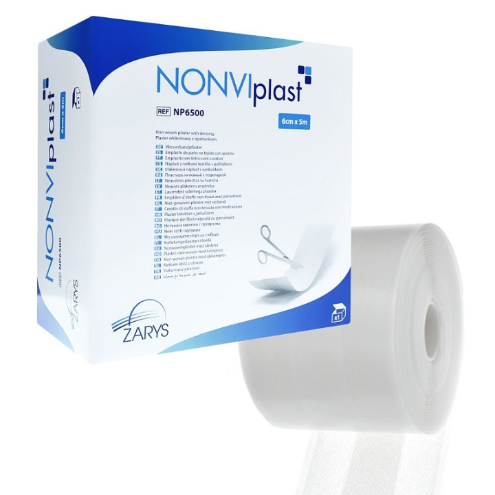 Non-woven plåster med NONVIplast-förband, 6 cm x 5 m - 1 styck