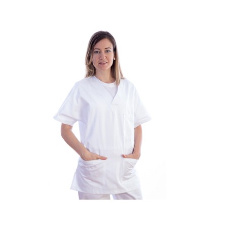 Túnica - algodón/poliéster - unisex - talla s blanca