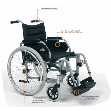 Carrozzina leggera ad autospinta in alluminio vermeiren eclips