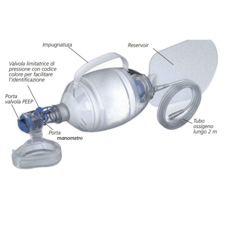 Silicone resuscitator bag with masks n. 3 - pediatric