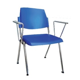 Silla apilable con reposabrazos - azul