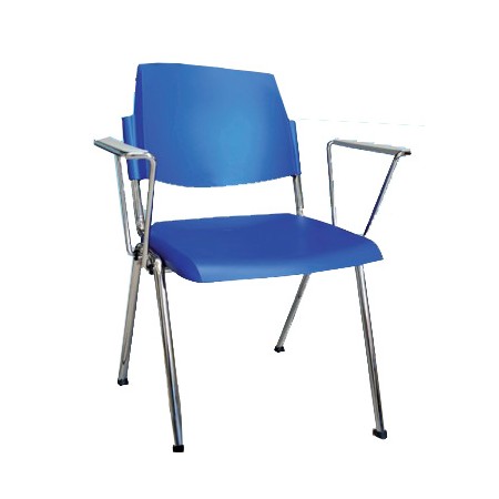 Silla apilable con reposabrazos - azul