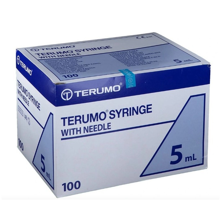 Jeringuillas con aguja de terumo 5 ml - 22gx1/2 - mdss05s2238e - estériles - pkg. 100 piezas.