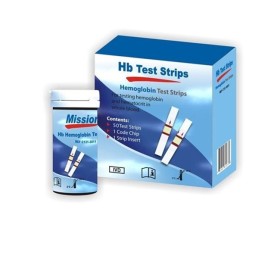 Strips + code chip for mission hemoglobin meter - pack of 50.