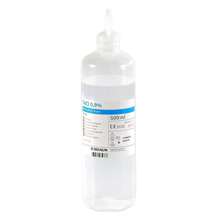Solution saline stérile Ecolav NaCl 0,9% 500 ml - 1 pièce.