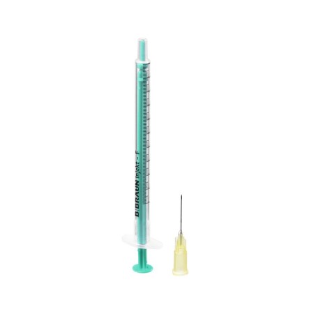 B.braun seringue injekt 1 ml luer central - aiguille 25gx16mm - 100 pcs.