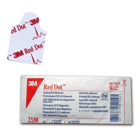 Stamp electrodes for ECG 22x32 mm for alligator wires 3M RED DOT 2330 radiolucent - Pack of 100 pcs.