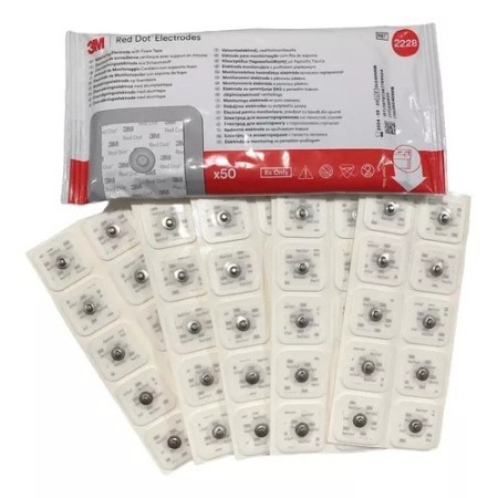 3m red dot 2228 37x33 mm mousse Électrodes entièrement gelées pour ecg - pack. de 50 électrodes