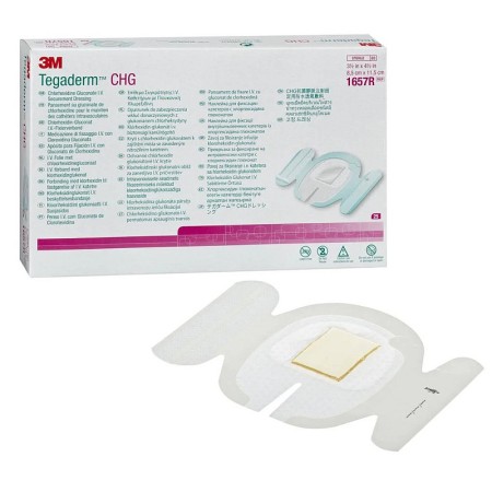 3M Tegaderm CHG Medicazione di fissaggio I.V., 1657R, 11.5 cm x 8,5 cm, 25 pz.