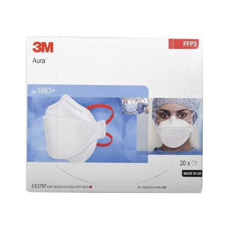 Mască respiratoră 3M Aura 1863+ FFP3 IIR - Pachet 20 de bucăți.
