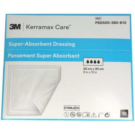 Kerramax care prd500 - 380 - b10 superabsorberende forbinding, 20x30 cm, 10 stk.