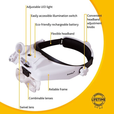 Zeno vizor hr6 levenhuk loupe frontale rechargeable