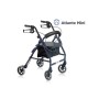 Rollator pieghevole in alluminio verniciato - 4 ruote - con seduta imbottita - atlante mini