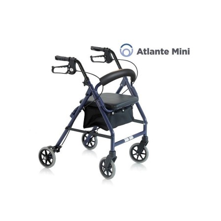 Andador plegable de aluminio pintado - 4 ruedas - con asiento acolchado - atlante mini