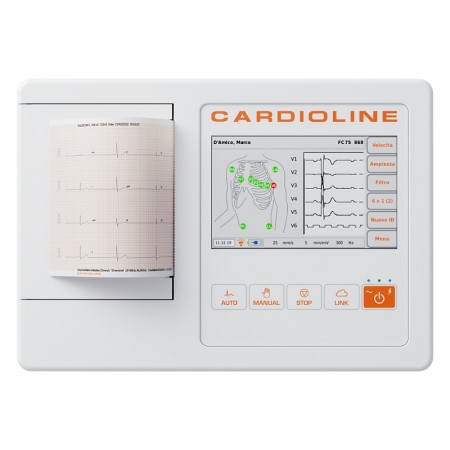 Cardioline ecg100l touchscreen electrocardiograph + easyapp pc software + glasgow interpretation