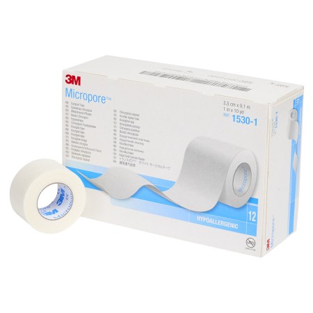 3m micropore 1530-1 papieren pleisterrol 2,5 cm x 9,14 m - 12 stuks.
