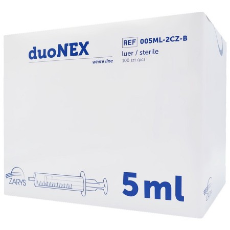 Jeringa sin aguja 5 ml duonex con cono luer excéntrico - 100 piezas