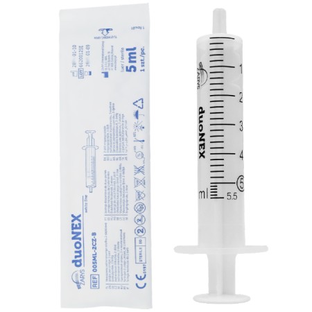 Nadellose spritze 5 ml duonex mit exzentrischem luer-kegel – 100 stück