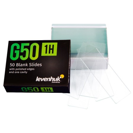 Levenhuk g50 1h single-cavity empty slides, 50 pcs.