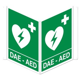 Doppelseitiges aed-schild für defibrillator