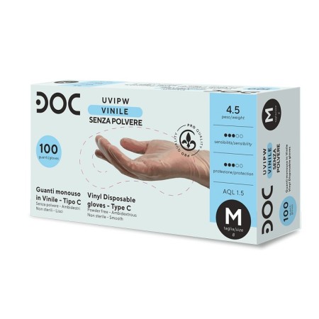 Eldobható vinil kesztyű doc u.vi extra pormentes - 100 db.