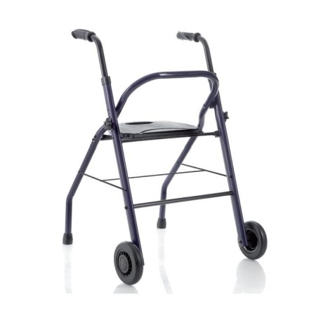 Rollator pieghevole in acciao verniciato - 2 ruote  - con seduta e cestino - zeus