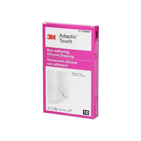 Adaptic touch 3m niet-verklevend siliconenverband 7,6x5 cm - verpakking. 10 stuks.