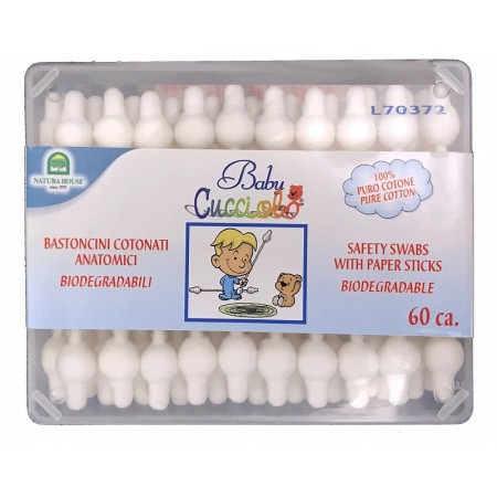 Anatomiczne biodegradowalne patyczki kosmetyczne - 60 patyczków