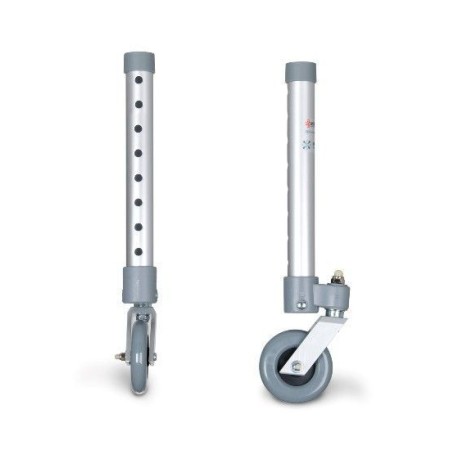 Coppia di gambe per deambulatori con ruote piroettanti, prodotto grigio