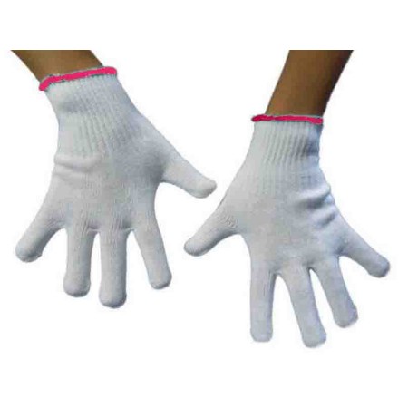 Guanti in cotone - misura 6,5- bianchi, polsino fucsia - conf. di 400 paia