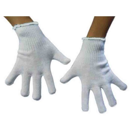 Guanti in cotone - misura 8- bianchi, polsino bianco - conf. di 400 paia