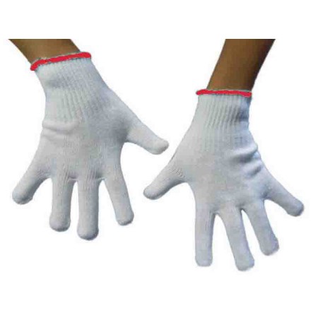 Guanti in cotone - misura 9- bianchi, polsino rosso - conf. di 400 paia