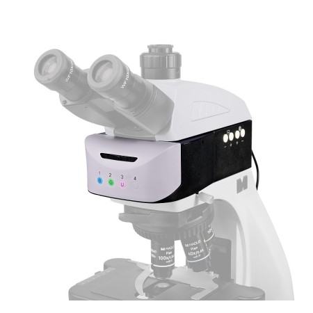 Attacco epi-fluorescenza magus epi-fl04m led, cubi per filtri fluorescenti b/g/uv