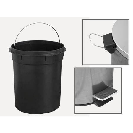 Cestino rifiuti inox aisi 410 12 litri con pedale - 1 pz.