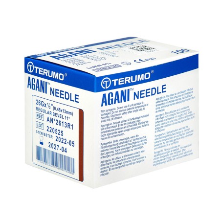 Terumo agani hipodermične igle 26 g x 1 1/2" - 0,45 x 13 mm - an*2613r1 smeđe - sterilne - pakiranje od 100 kom.