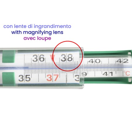 Termometro ecologico gima con lente di ingrandimento e shaker - 1 pz.