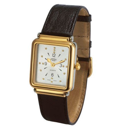 Orologio tattile per ciechi unisex con cassa rettangolare bicolore in acciaio e oro, modello piccolo