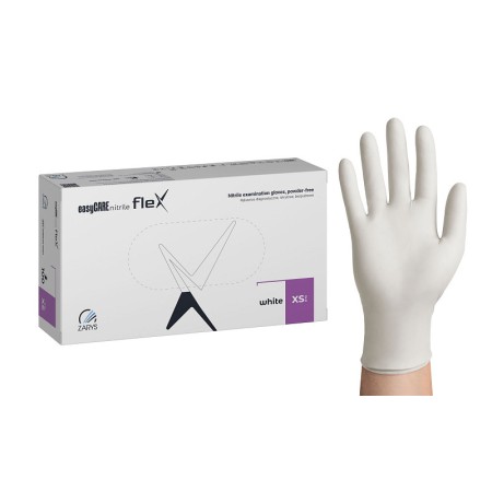 Vita pulverfria nitrilhandskar, easycare nitril flex - 100 stycken.