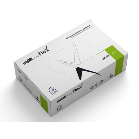 Fehér, pormentes nitril kesztyűkesztyűk easycare nitril flex - 100 darab.