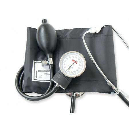 Yton aneroid sphygmomanometer with built-in stethoscope