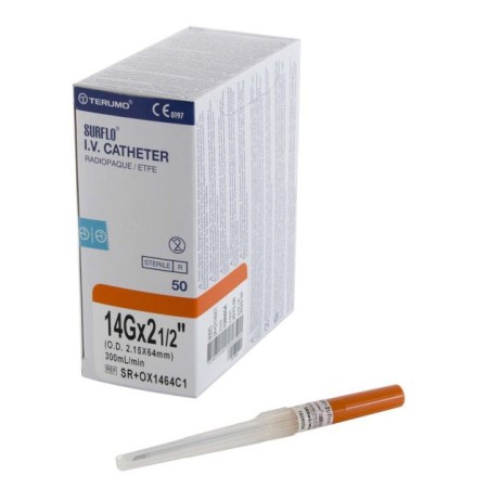 Aghi cannula terumo surflo 14g - 2,15x64 mm - arancione - sterili - conf. 50 pz.