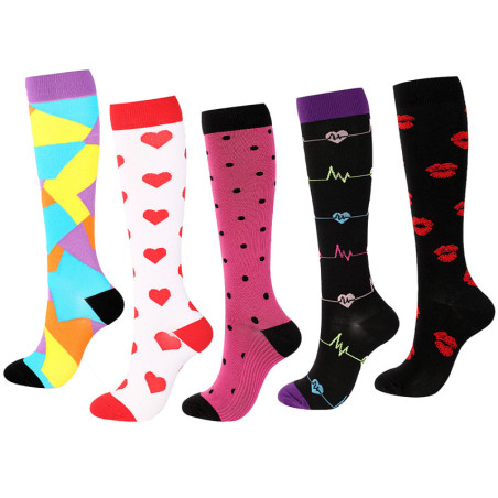 Zabawne skarpetki uciskowe, rozmiary s - m - wzór 2 - opakowanie 5 szt.