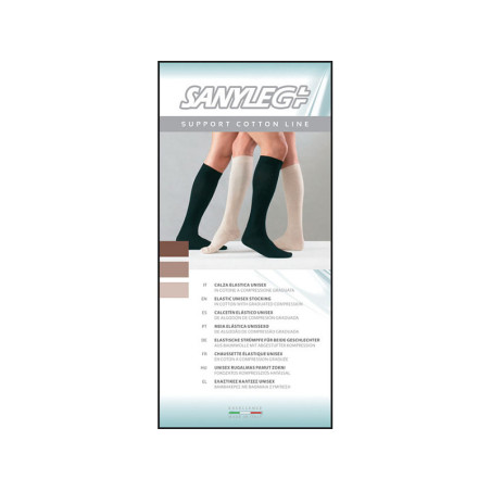 Coton unisexe, montant au genou - s - compression moyenne - bleu - 1 paire