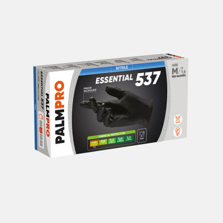 Schwarze nitrilhandschuhe puderfrei palmpro essential 537 - 100 stück.