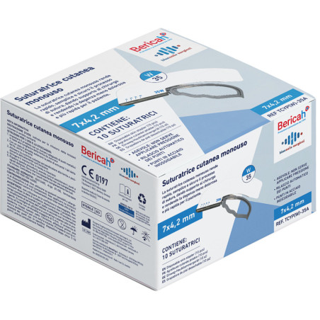 Grapadora de piel desechable con grapa de 6,5x4 mm - 10 uds.