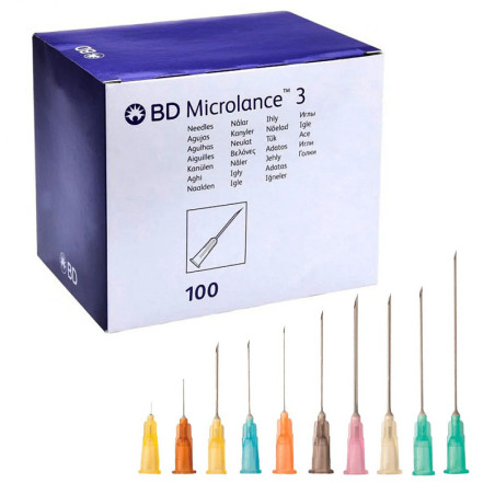 Needle bd microlances 21g - mochila de - verde de 0,8x25 mm - 100 piezas.