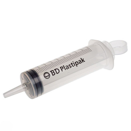 Seringue bd plastipak 100 ml, sans aiguille, cône de cathéter avec adaptateur luer - 25 pièces.